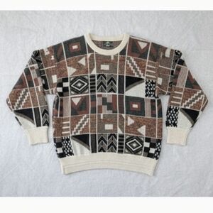 Vintage Janzen 3D Knit Patchwork Eclectic‎ Grandpa